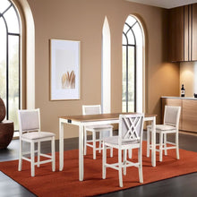 5-Piece Rectangular Wood Dining Set with 4 Chairs in Beige & Brown Finish