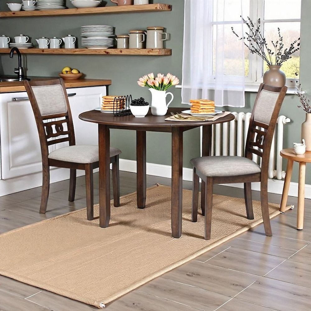 Wood Round Dining Table for 2 – Small Table and Chairs Set for Kitchen