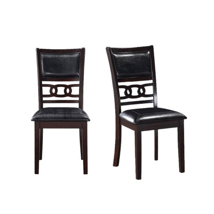 Dark Brown Solid Wood Dining Table with 4 Chairs, 47" Round Table with Storage