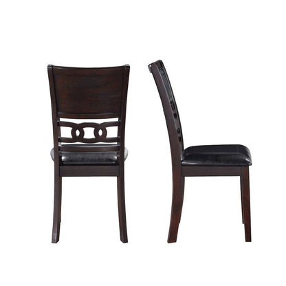 Dark Brown Solid Wood Dining Table with 4 Chairs, 47" Round Table with Storage