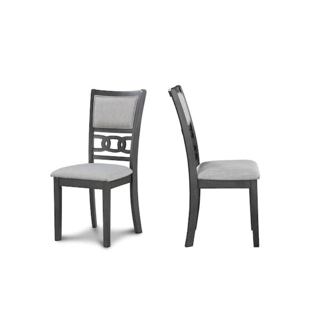 Gray Solid Wood Dining Table with 4 Chairs, 47" Round Table with Storage