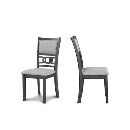 Gray Solid Wood Dining Table with 4 Chairs, 47" Round Table with Storage