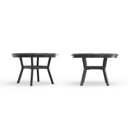 Gray Solid Wood Dining Table with 4 Chairs, 47" Round Table with Storage