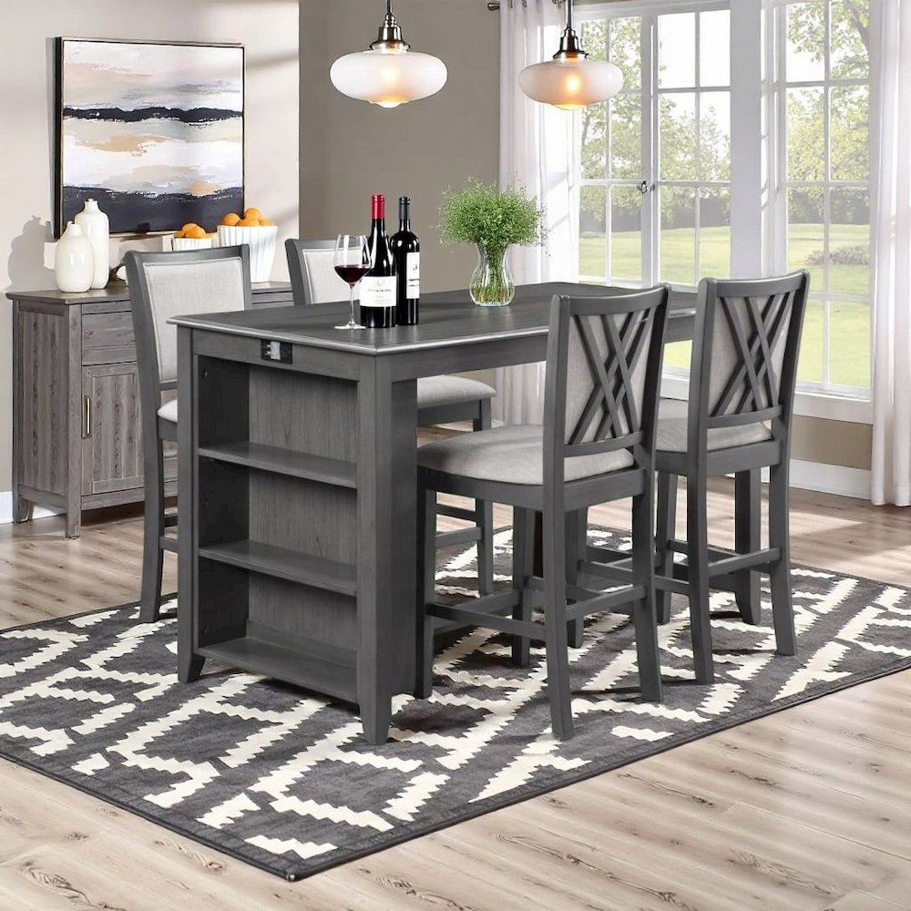 Gray Counter Height Dining Table Set for 4 – Table and Chairs Design