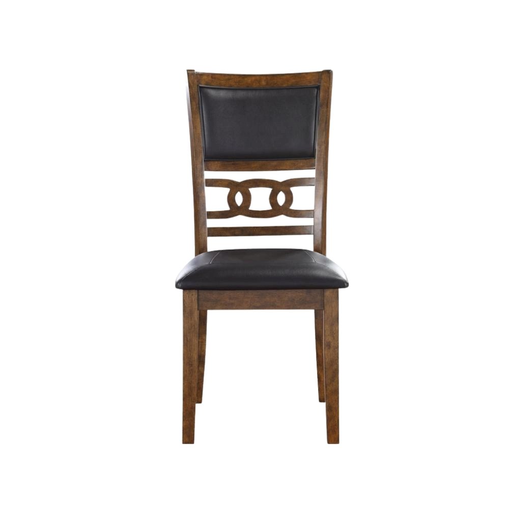 Solid Wood Dining Chair Set of 4 PU Seat Transitional Brown Style