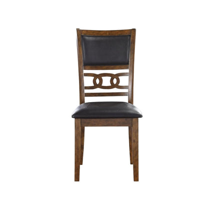 Solid Wood Dining Chair Set of 4 PU Seat Transitional Brown Style