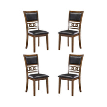 Solid Wood Dining Chair Set of 4 PU Seat Transitional Brown Style