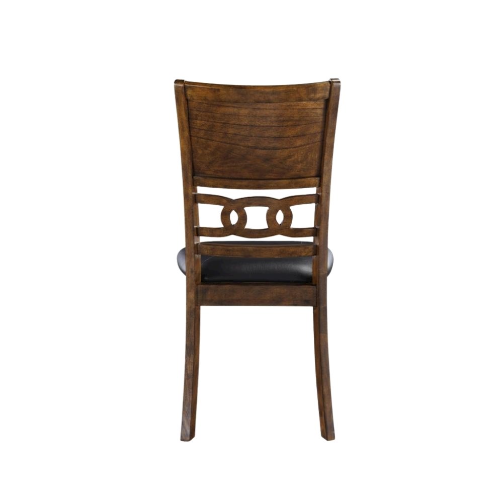 Solid Wood Dining Chair Set of 4 PU Seat Transitional Brown Style