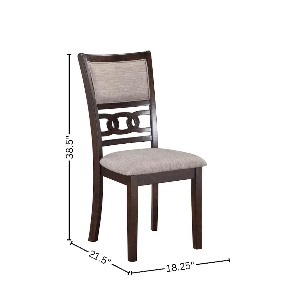 Wood Dining Chair Set of 4 Cherry Brown Fabric