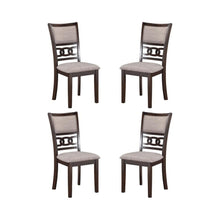 Wood Dining Chair Set of 4 Cherry Brown Fabric