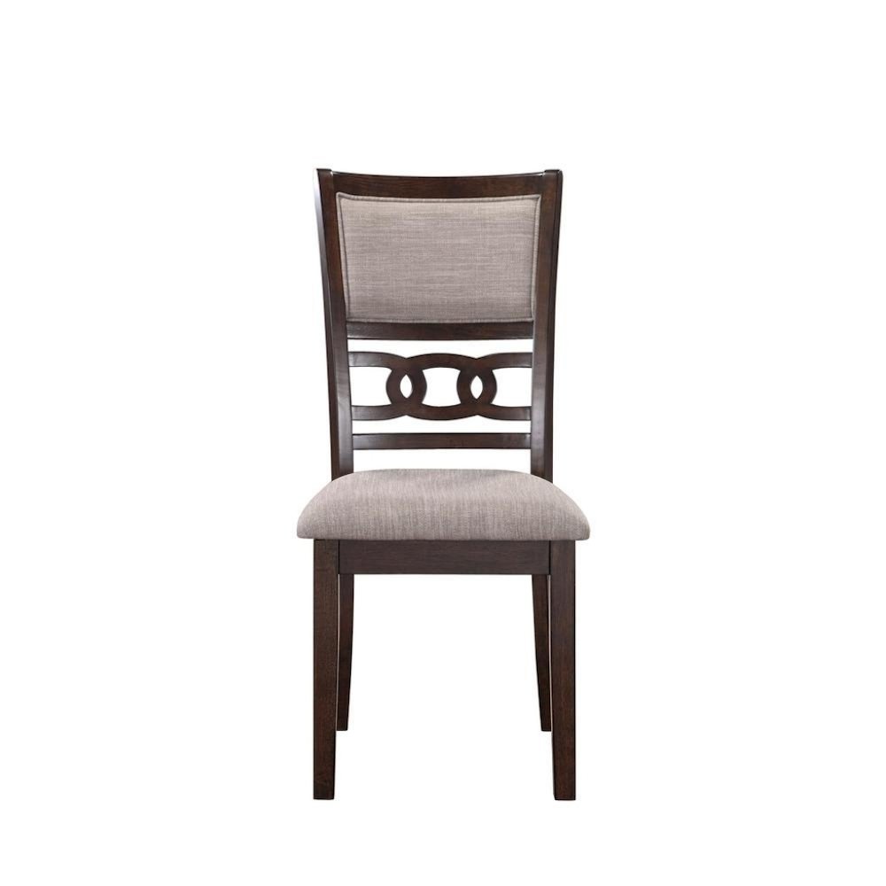 Wood Dining Chair Set of 4 Cherry Brown Fabric