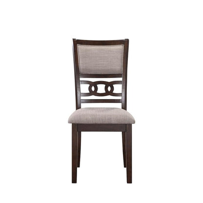 Wood Dining Chair Set of 4 Cherry Brown Fabric