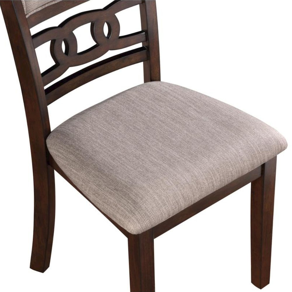 Wood Dining Chair Set of 4 Cherry Brown Fabric
