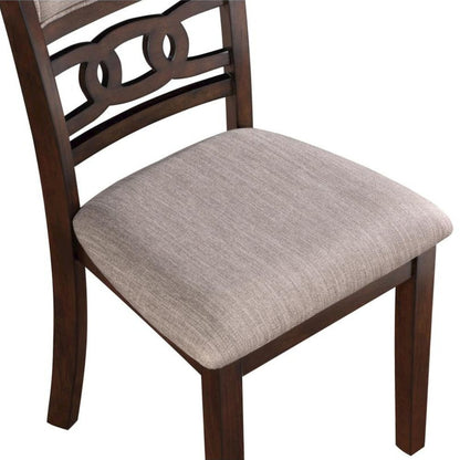 Wood Dining Chair Set of 4 Cherry Brown Fabric