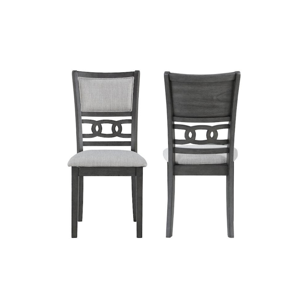 Solid Wood Dining Chair Set of 4 Fabric Seat Contemporary Gray Style