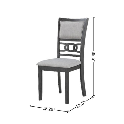 Solid Wood Dining Chair Set of 4 Fabric Seat Contemporary Gray Style