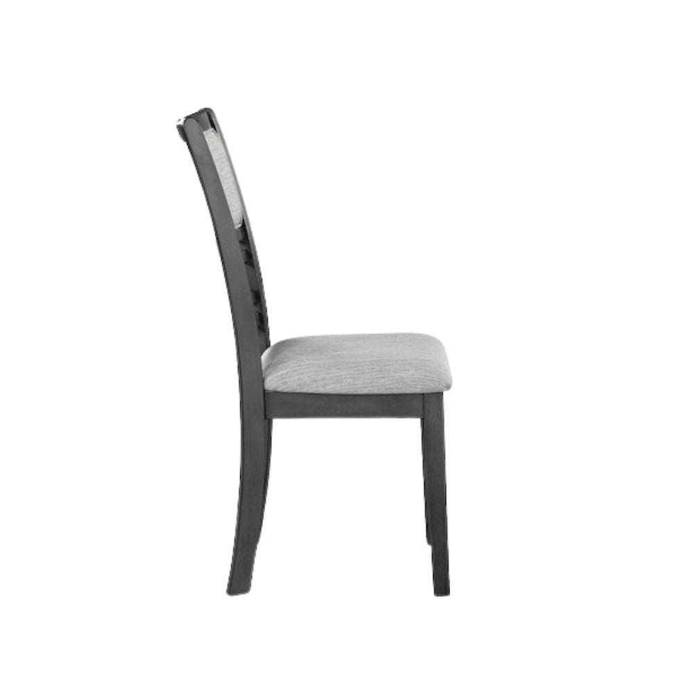 Solid Wood Dining Chair Set of 4 Fabric Seat Contemporary Gray Style