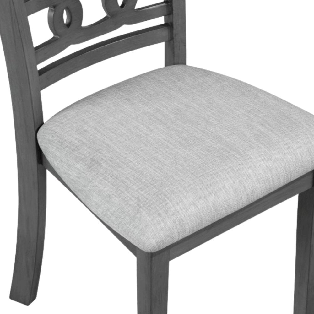 Solid Wood Dining Chair Set of 4 Fabric Seat Contemporary Gray Style