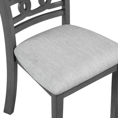 Solid Wood Dining Chair Set of 4 Fabric Seat Contemporary Gray Style