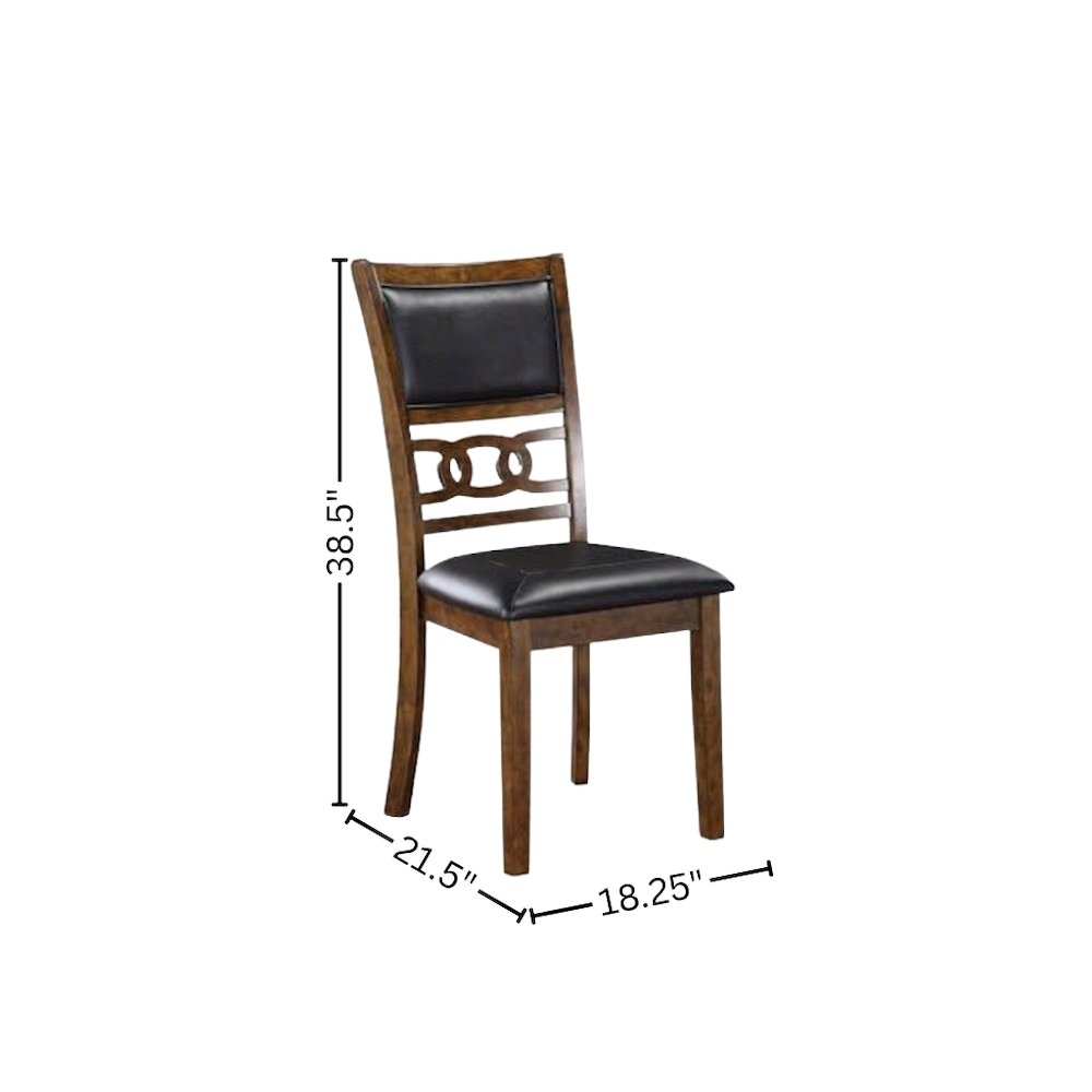 Wood Dining Chair Set of 4 PU Seat Ebony Brown