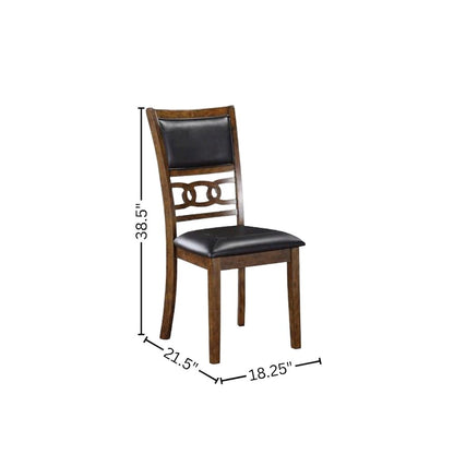 Wood Dining Chair Set of 4 PU Seat Ebony Brown