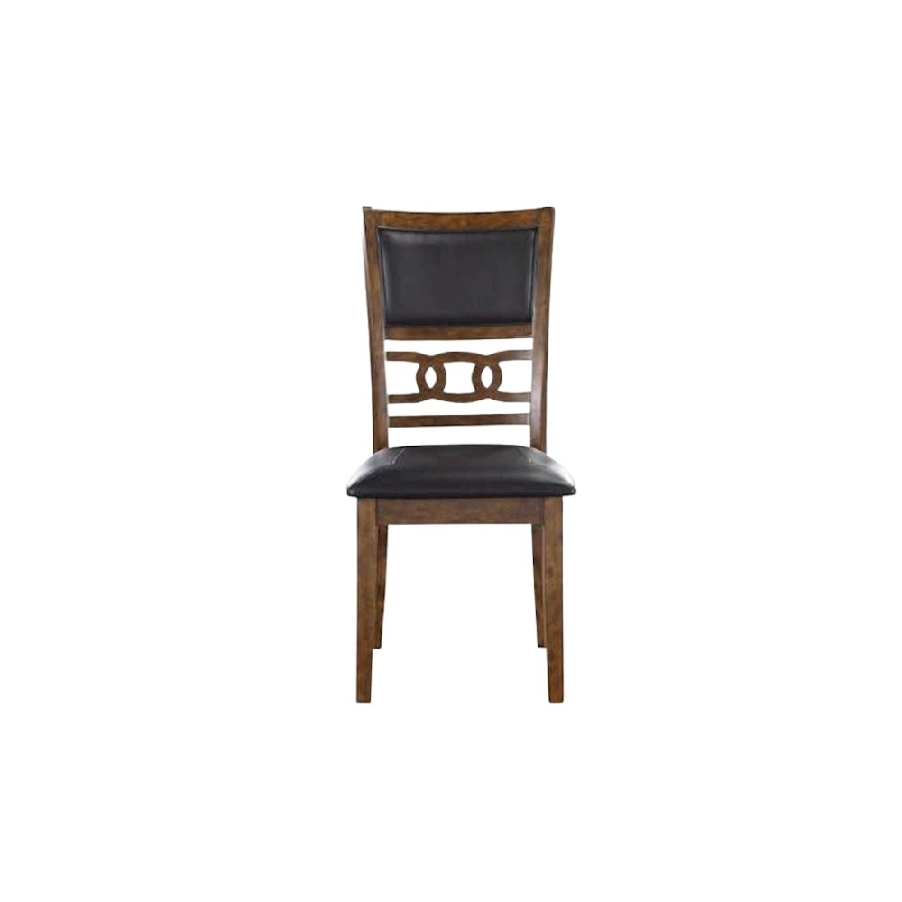 Wood Dining Chair Set of 4 PU Seat Ebony Brown