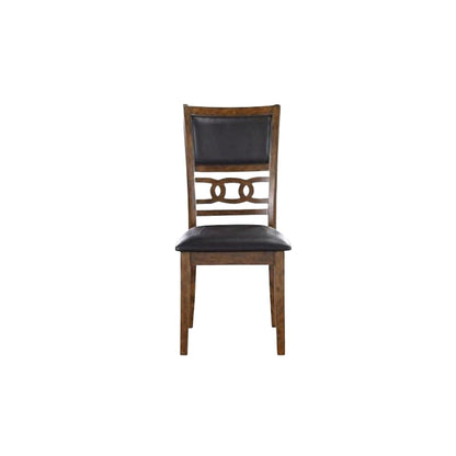 Wood Dining Chair Set of 4 PU Seat Ebony Brown