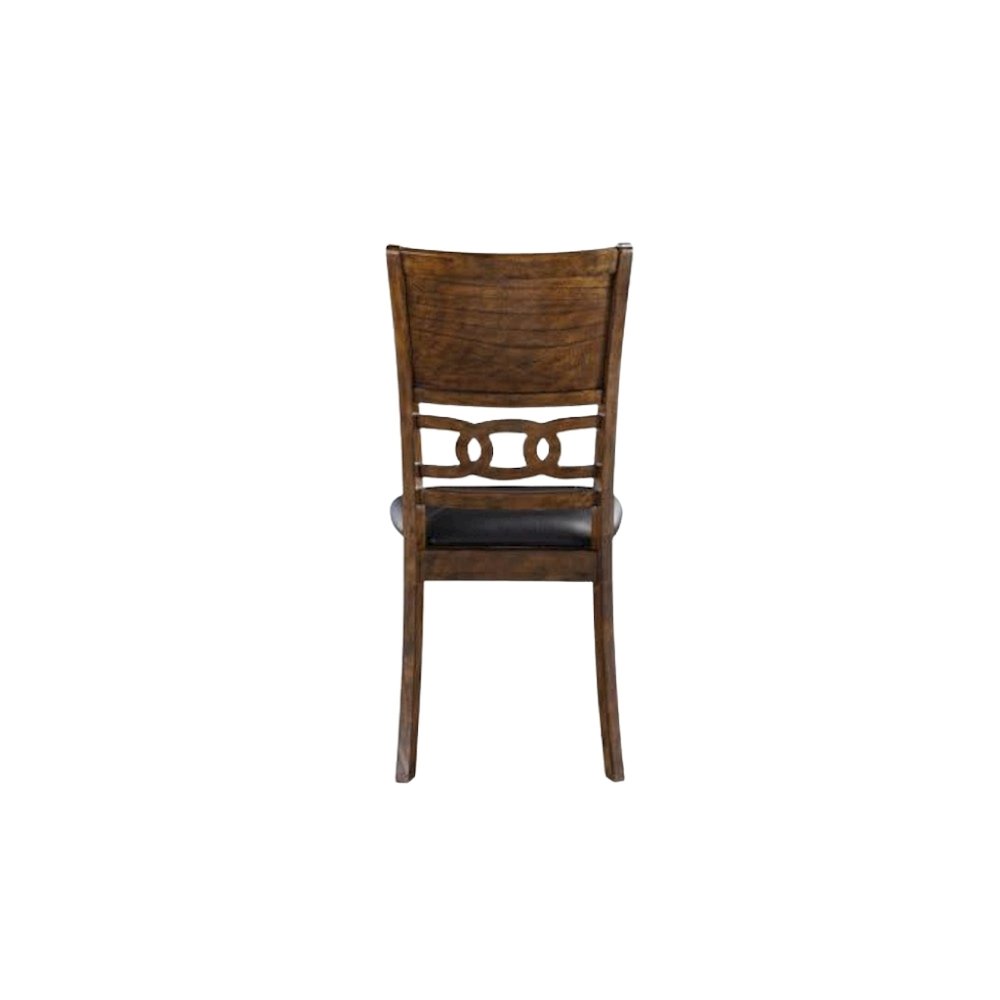 Wood Dining Chair Set of 4 PU Seat Ebony Brown