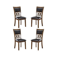 Wood Dining Chair Set of 4 PU Seat Ebony Brown