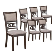 Solid Wood Upholstered Dining Chairs, Cherry, Set of 6