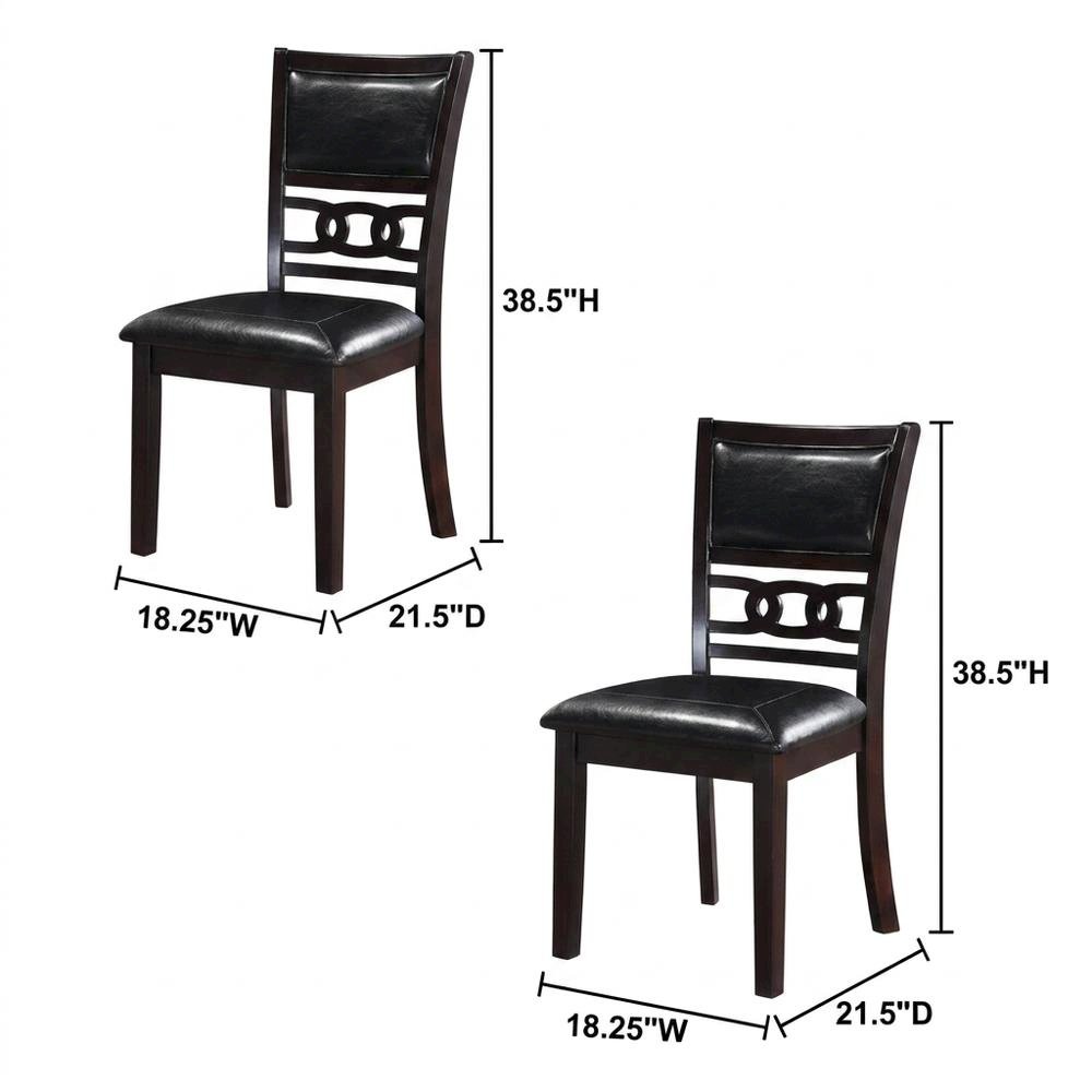 Solid Wood Upholstered Dining Chairs, Ebony, Set of 6