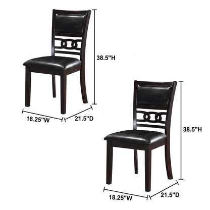 Solid Wood Upholstered Dining Chairs, Ebony, Set of 6