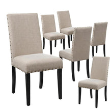 Solid Wood Dining Chairs for Kitchen Table and Dining Room, Beige, Set of 6