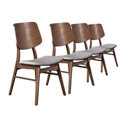 Solid Wood Upholstered Dining Chairs, Dark Gray, Set of 4