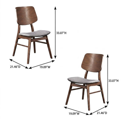 Solid Wood Upholstered Dining Chairs, Dark Gray, Set of 6
