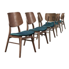 Solid Wood Upholstered Dining Chairs for Kitchen or Dining Room, Teal, Set of 6