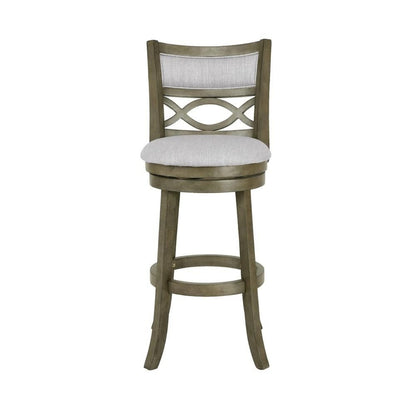 Wood Swivel Bar Stool Set of 2 Gray Fabric