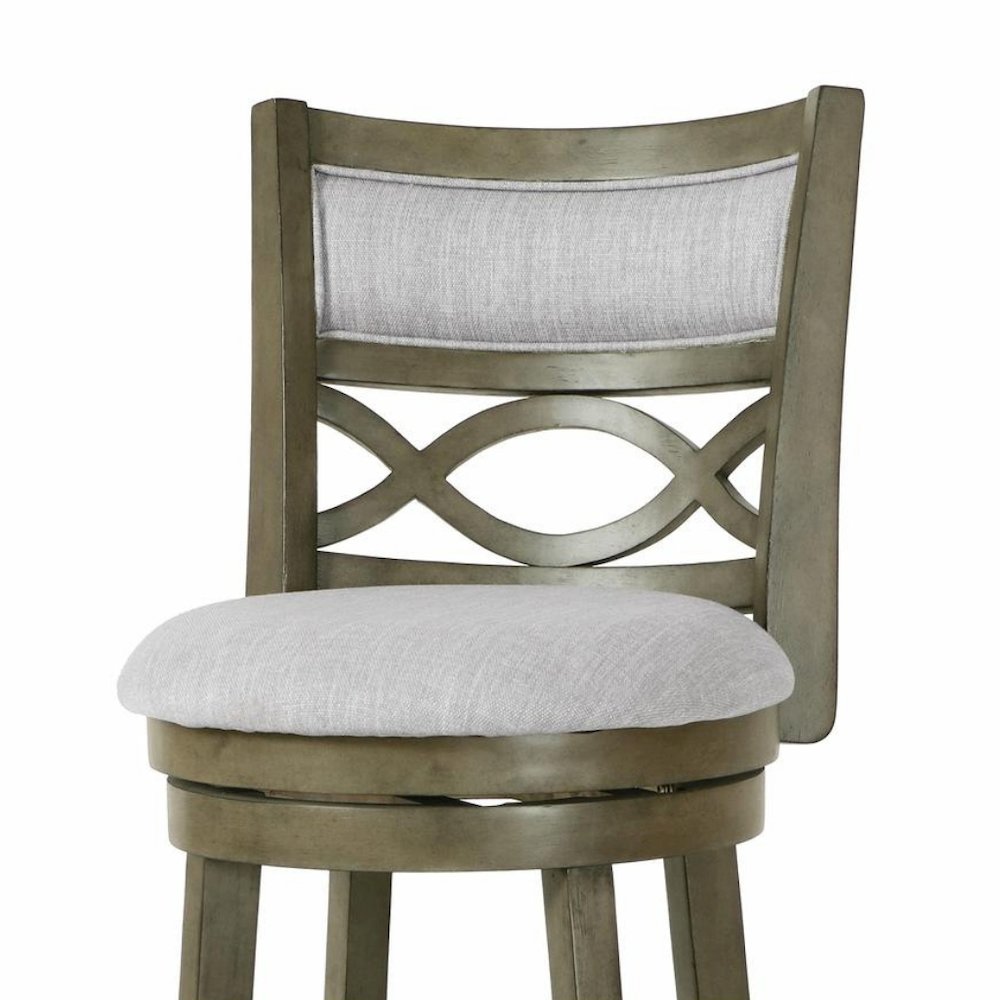 Wood Swivel Bar Stool Set of 2 Gray Fabric