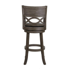 Gray Wood Swivel Bar Stool Set of 2, PU Seat, Reinforced Footrest