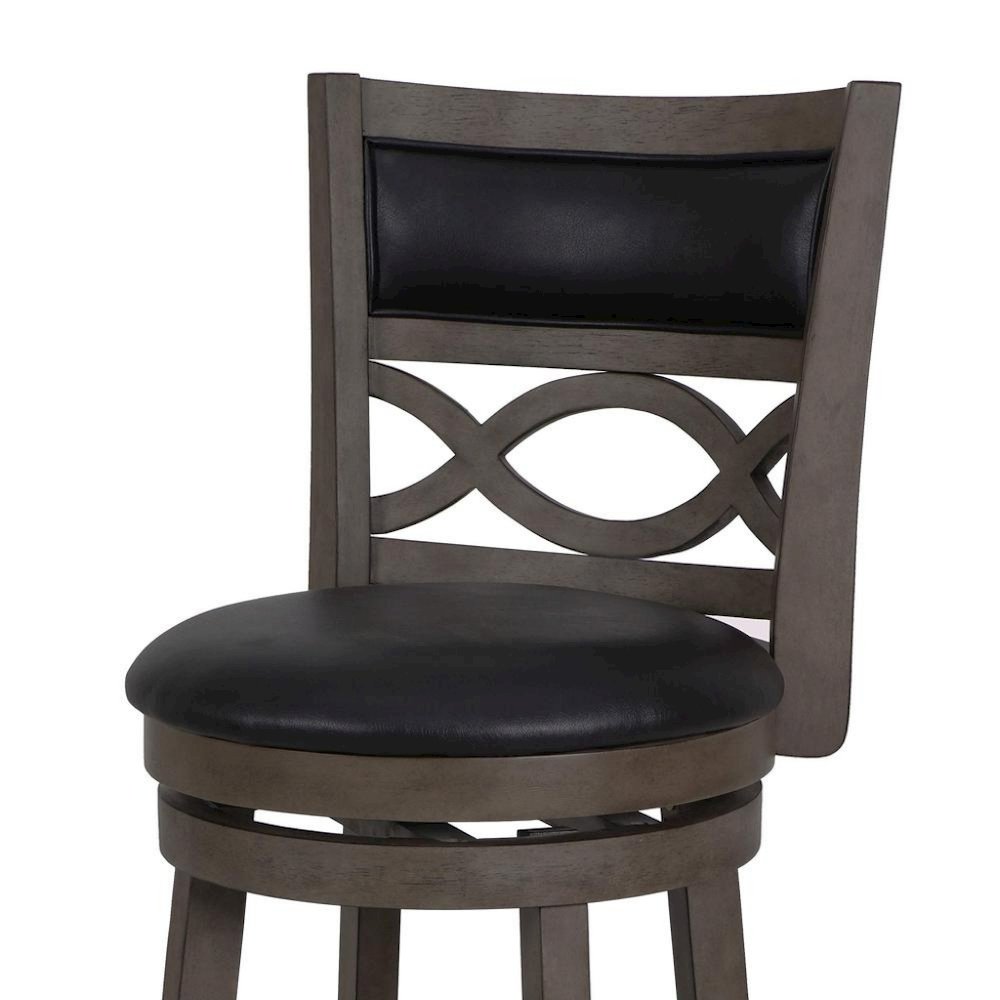Wood Swivel Counter Stool Gray PU Seat