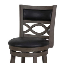 Wood Swivel Counter Stool Gray PU Seat