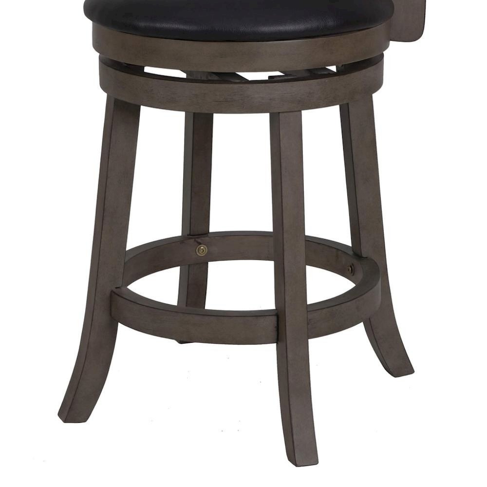 Wood Swivel Counter Stool Gray PU Seat