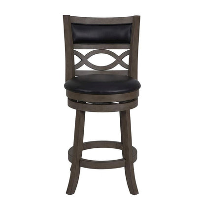 Wood Swivel Counter Stool Gray PU Seat