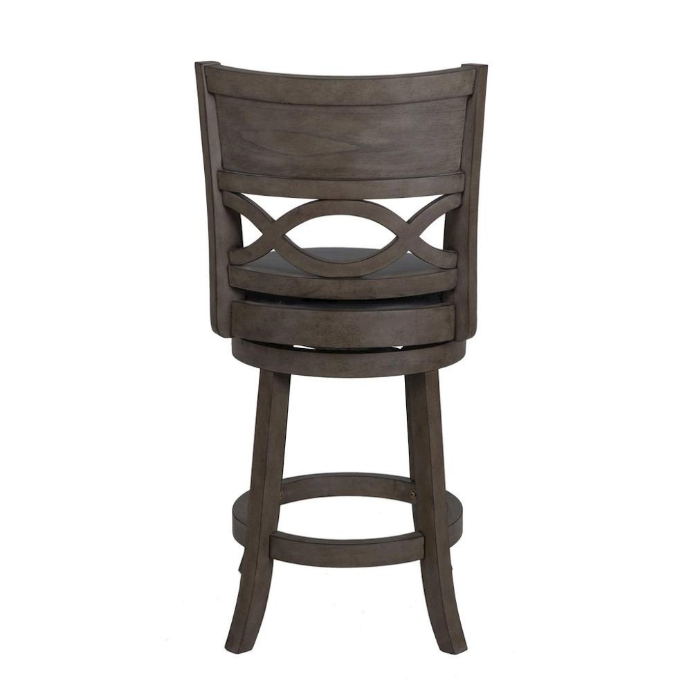 Wood Swivel Counter Stool Gray PU Seat