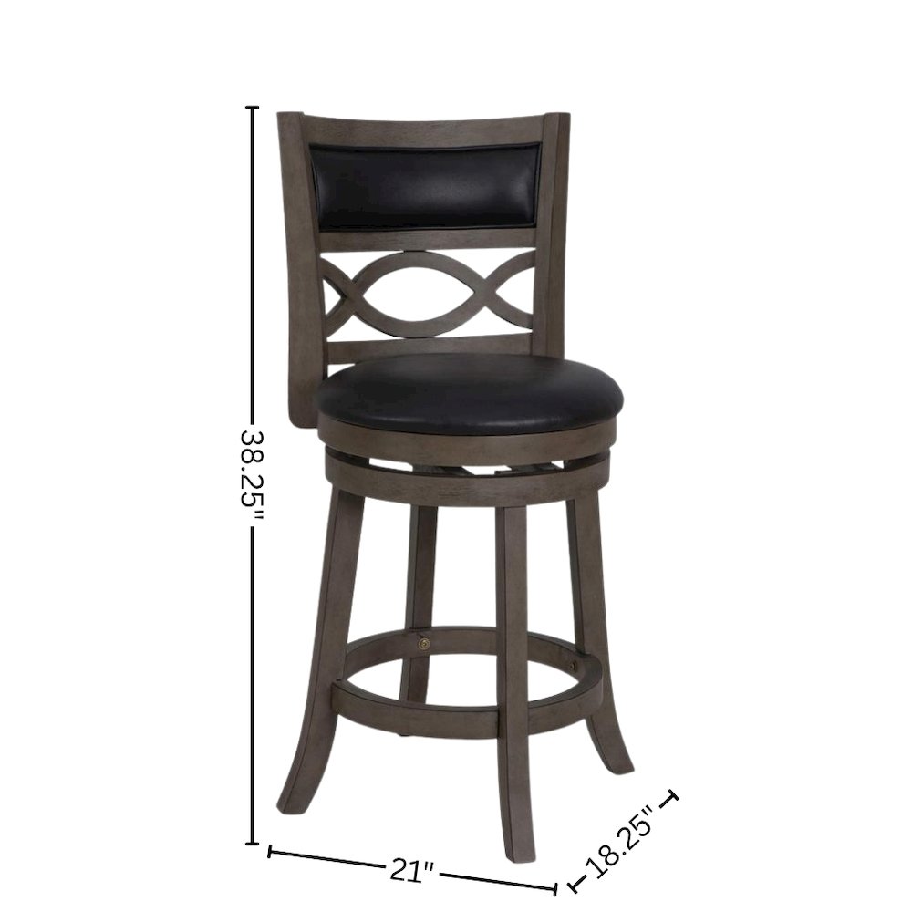 Wood Swivel Counter Stool Gray PU Seat