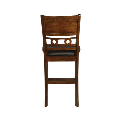 Brown Wood Counter Height Dining Chair Set of 4, PU Seat, Solid Construction