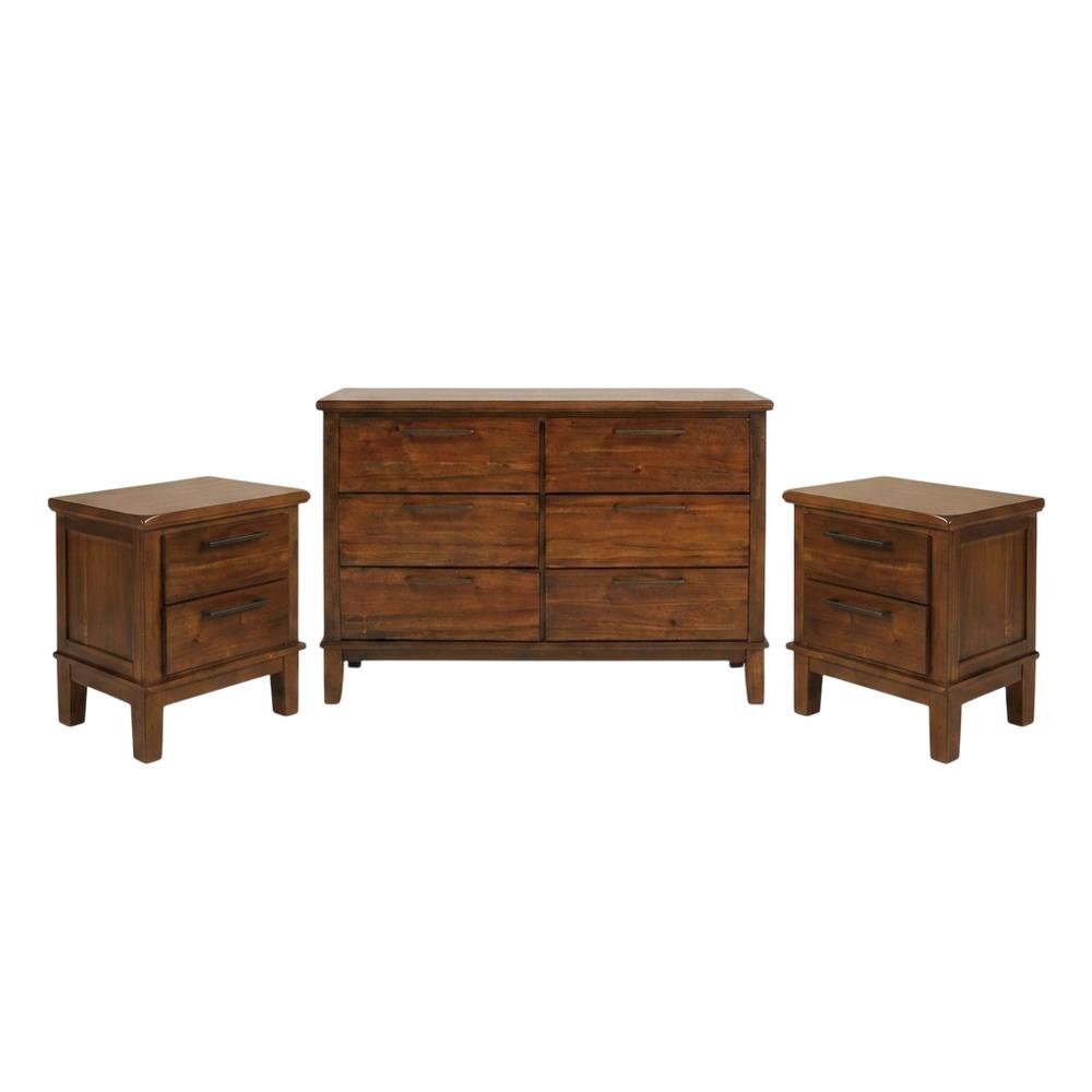 Solid Wood Bedroom Furniture Set with 6-Drawer Dresser and Nightstands