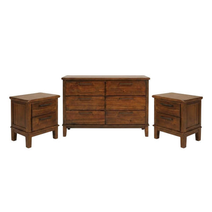 Solid Wood Bedroom Furniture Set with 6-Drawer Dresser and Nightstands