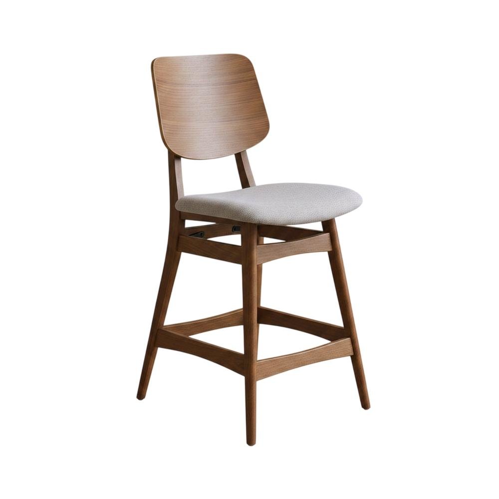 Solid Wood Counter Height Bar Stools, Fabric-Upholstered Kitchen Chairs,Set of 4