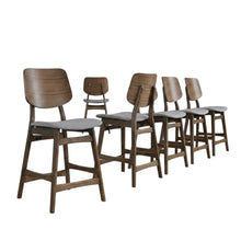 Solid Wood Counter Height Bar Stools with Back for Kitchen, Dark Gray, Set of 6